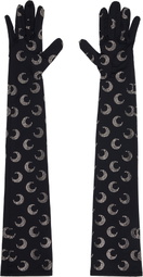 Marine Serre Black Moon Rhinestoned Jersey Long Gloves