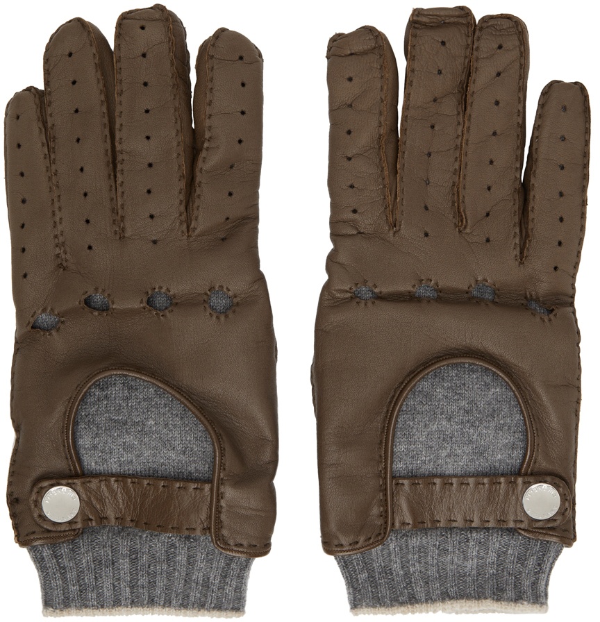 Photo: Brunello Cucinelli Brown Leather & Cashmere Gloves