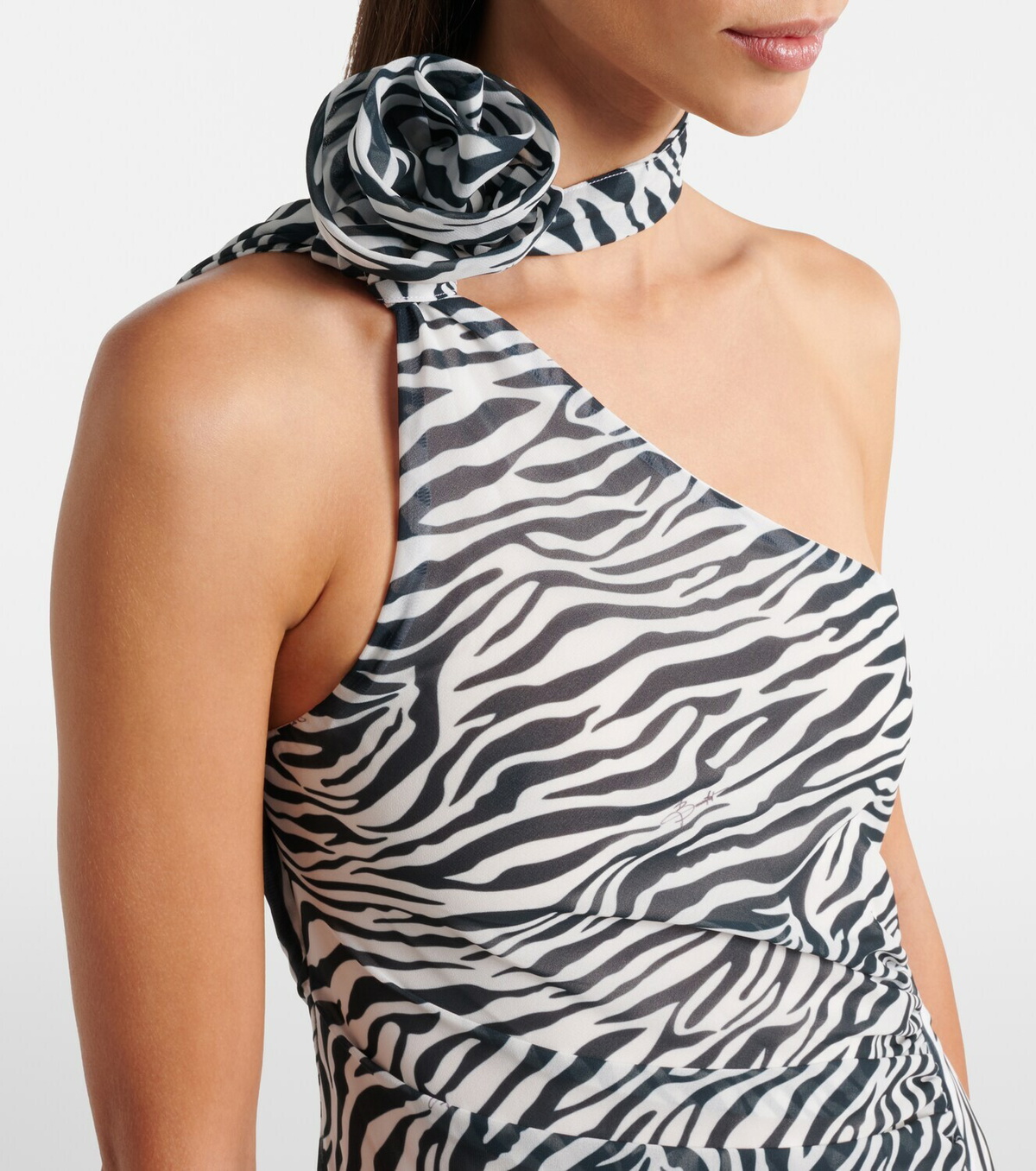 Bananhot Louise zebra-print one-shoulder maxi dress