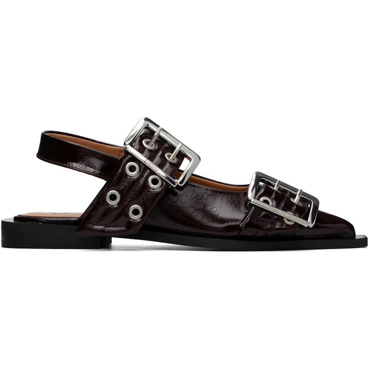 Photo: GANNI Black Feminine Buckle Ballerina Flats