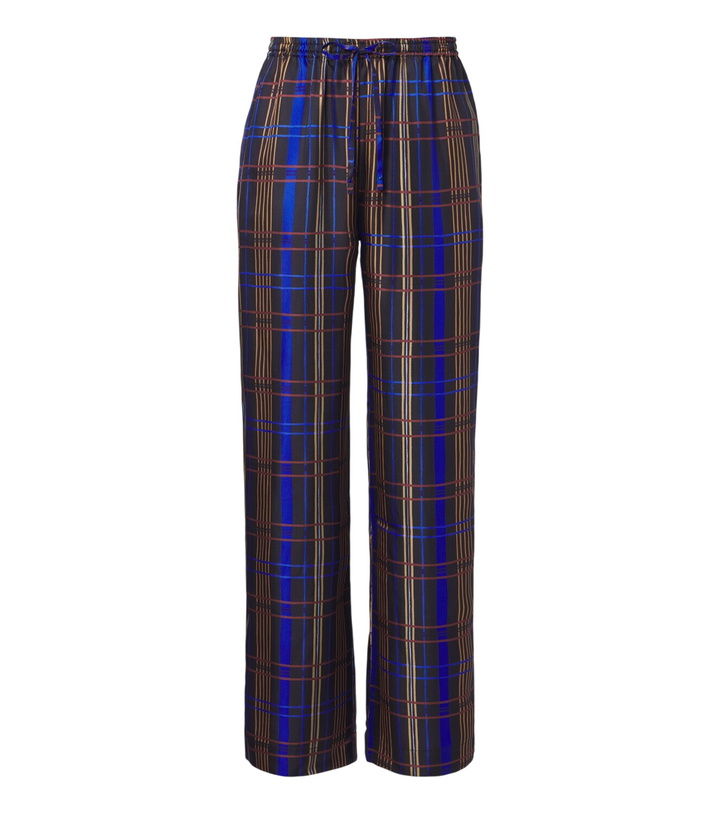 Photo: Asceno Aurelia plaid silk twill wide-leg pants