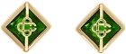 Casablanca Gold & Green Crystal Monogram Earrings