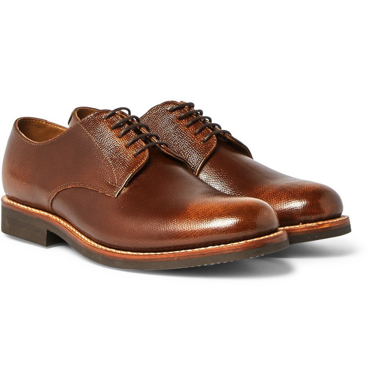 Photo: Grenson - Curtis Burnished Full-Grain Leather Derby Shoes - Men - Dark brown