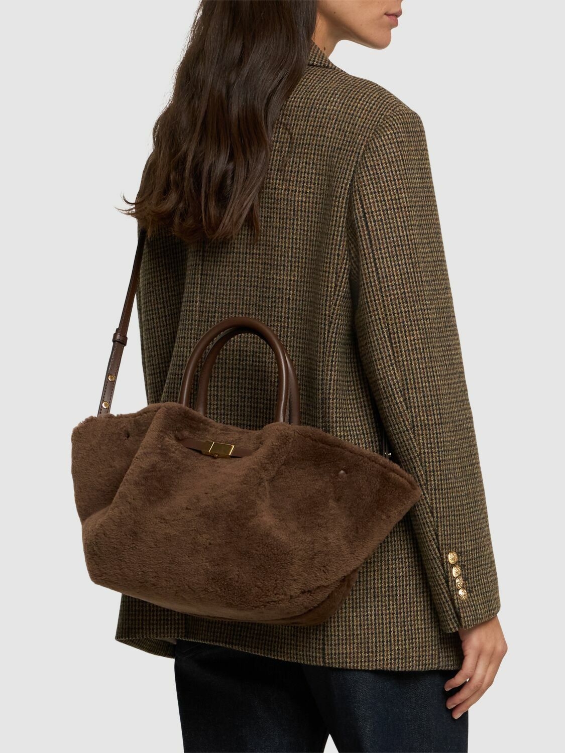 DEMELLIER Midi New York Shearling Tote Bag DeMellier