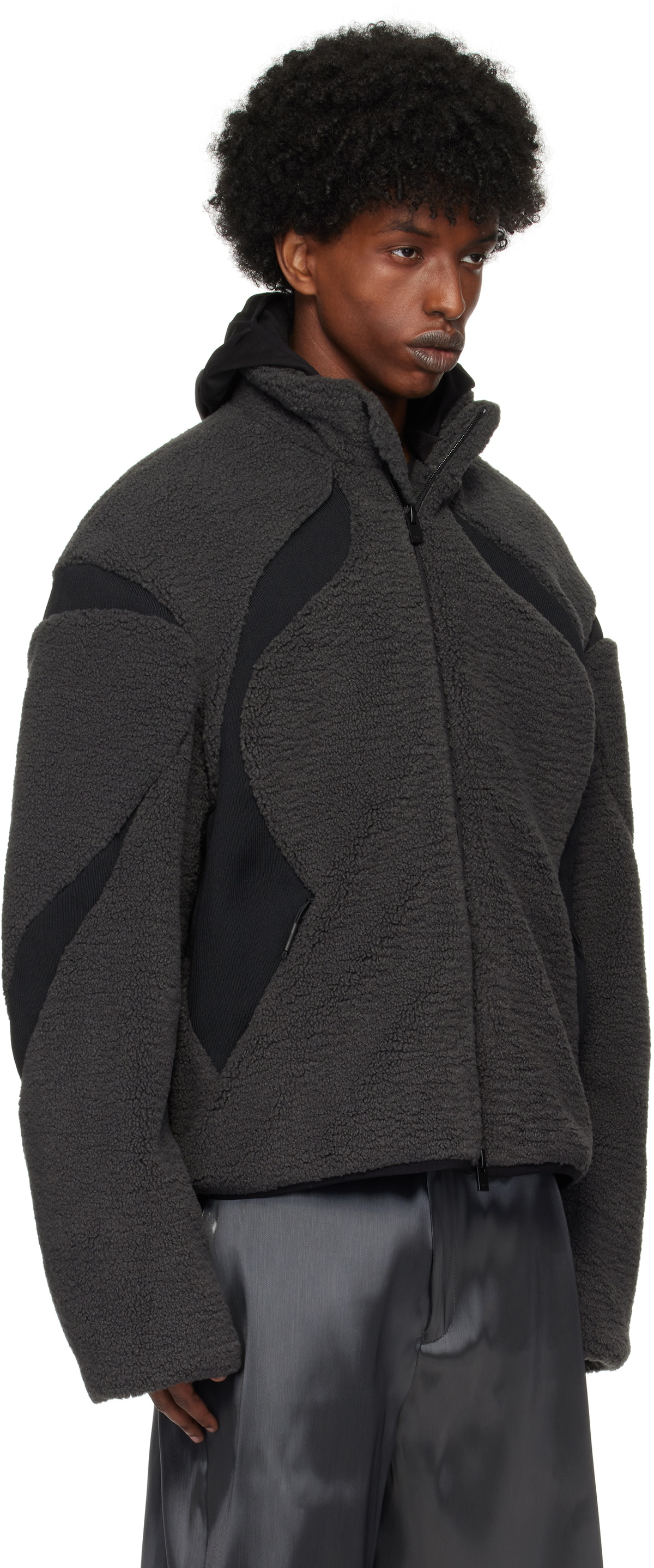 HELIOT EMIL Black & Gray Custos Fleece Jacket
