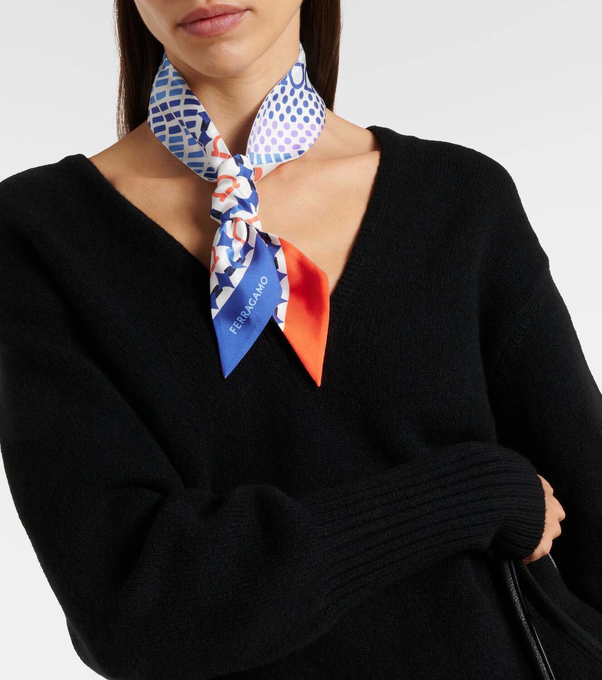 Ferragamo Gancini printed silk twill scarf