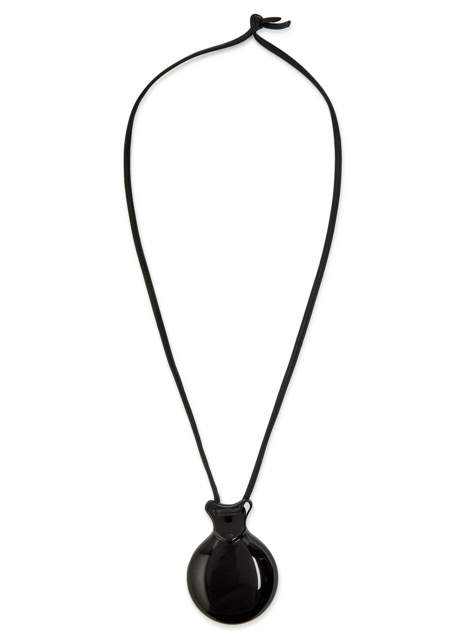 Lemaire Castanet Mirror Resin and Leather Necklace - Black - One Size