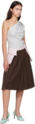 Ashley Williams Brown & Pink Collar Midi Skirt