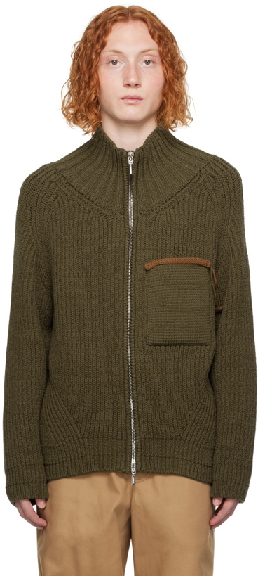 Photo: Jacquemus Green Le Raphia 'Le Cardigan Arco' Sweater