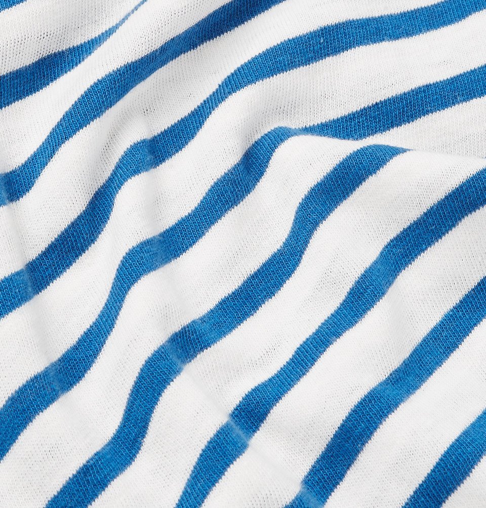 Officine Generale - Striped Cotton and Linen-Blend T-shirt - White