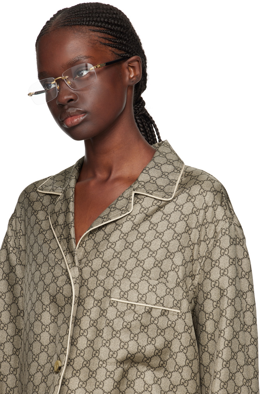 Gucci Gold & Black Rimless Rectangle Glasses Gucci