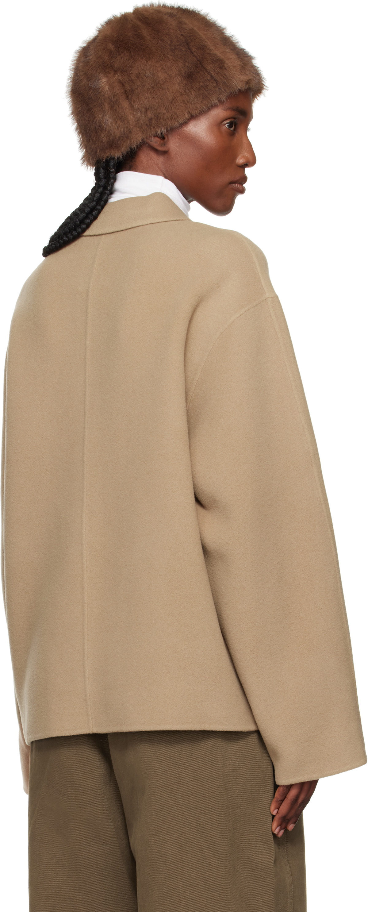 LE17SEPTEMBRE Tan Virgin Wool Handmade Muffler Jacket