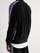 Needles - RC Logo-Embroidered Stripe-Trimmed Cotton-Blend Velour Track Jacket - Black