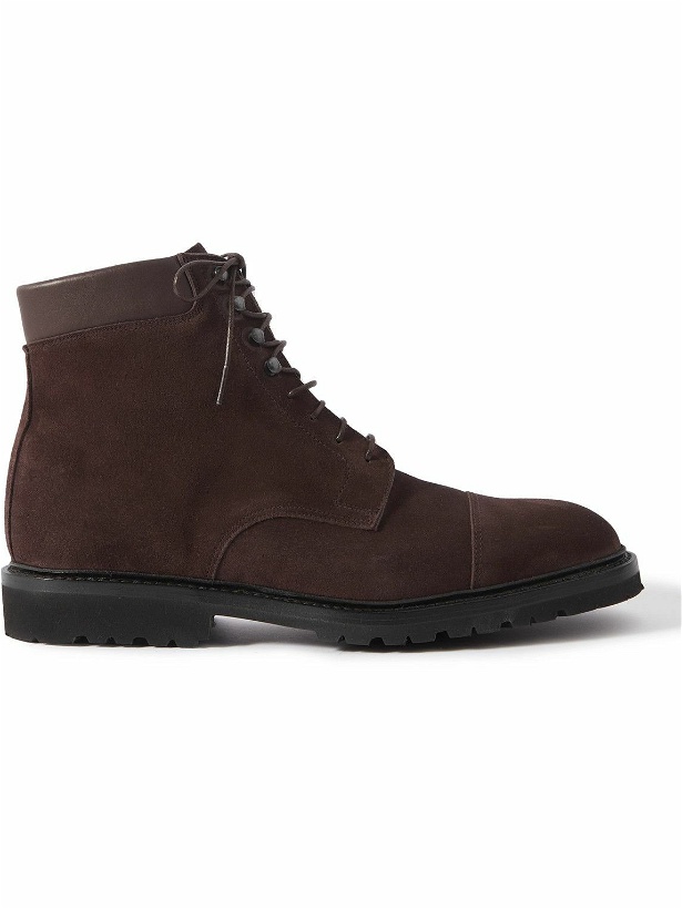 Photo: George Cleverley - Taron Leather-Trimmed Suede Derby Boots - Brown