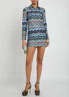 Missoni Zigzag-intarsia Fine-knit Mini Dress Multicoloured