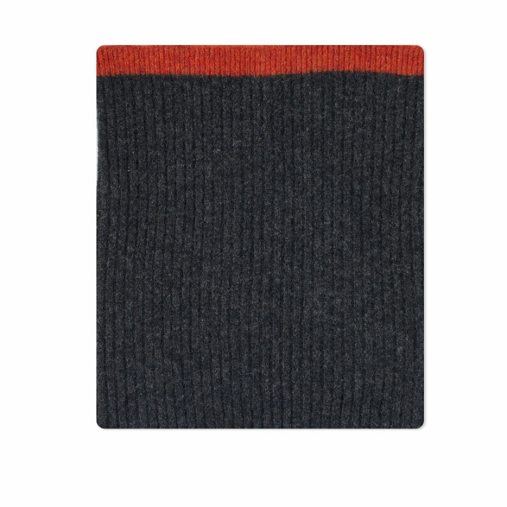Photo: MHL by Margaret Howell Men's Tipped Neck Warmer in Charcoal/Ember