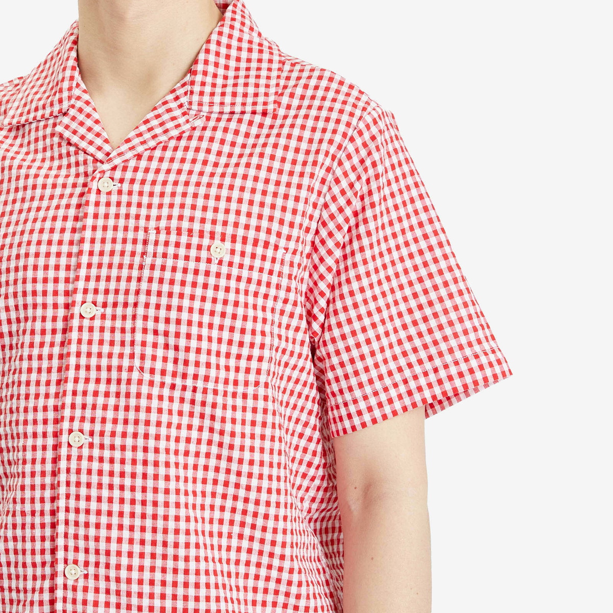 Dubbleware Men's Quincy Seersucker Vacation Shirt in Red