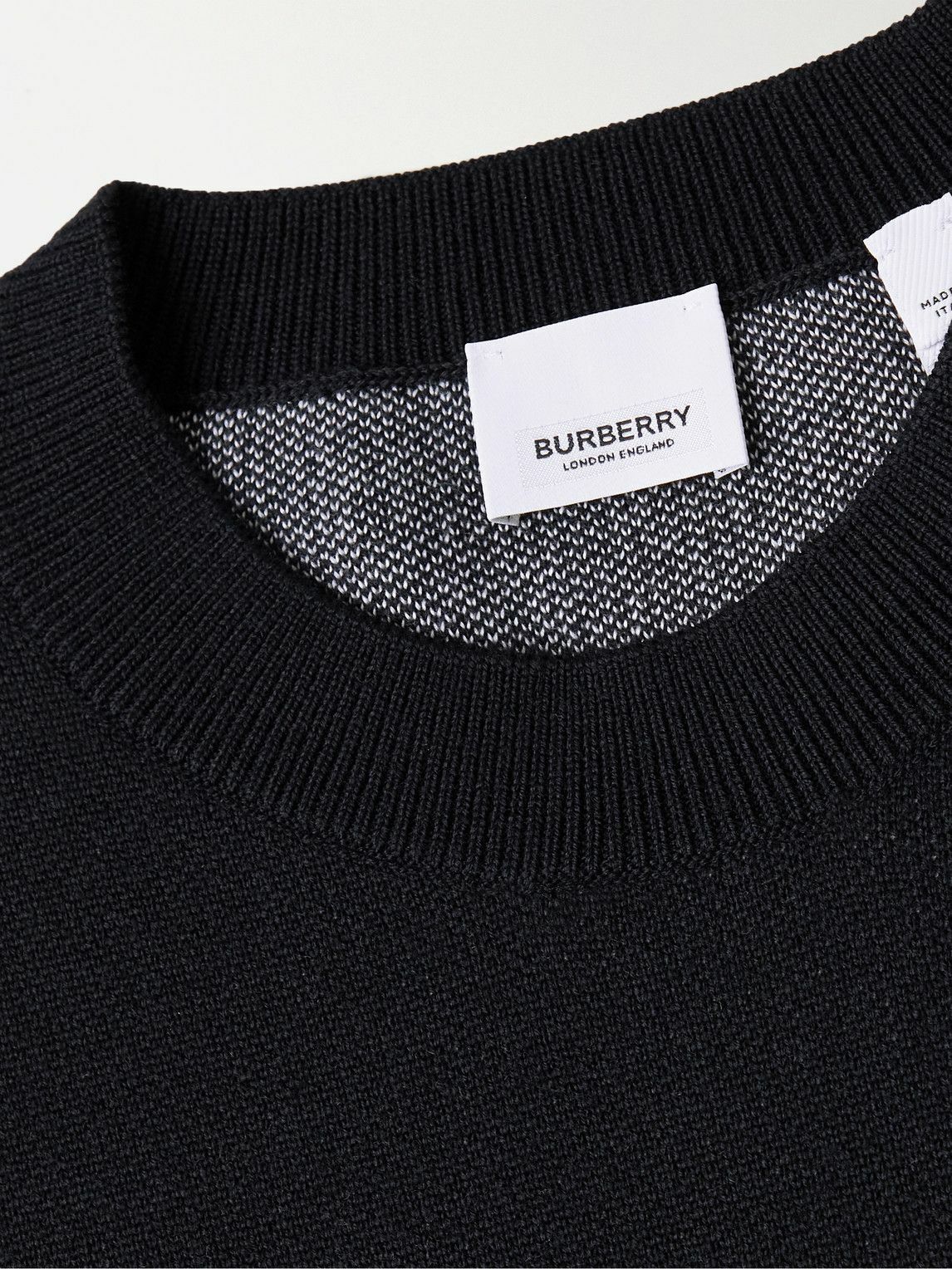 Intarsia Wool Sweater in Blue - Burberry