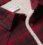 SAINT LAURENT - Checked Faux Shearling-Lined Wool-Blend Jacket - Red