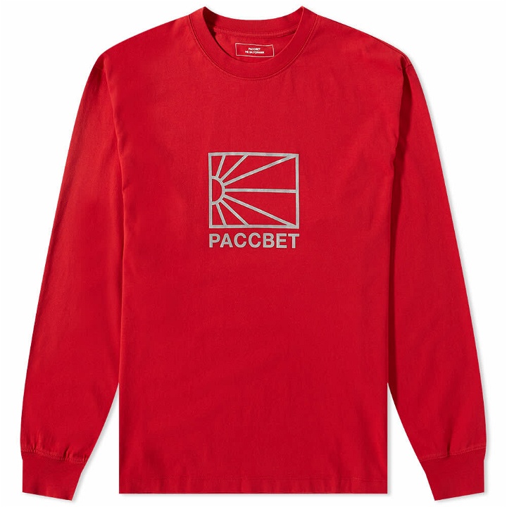 Photo: PACCBET Men's Long Sleeve Logo T-Shirt in Red