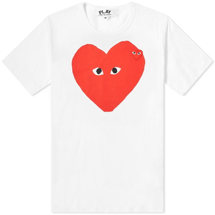 Photo: Comme des Garcons Play Big Heart Logo Tee White & Red