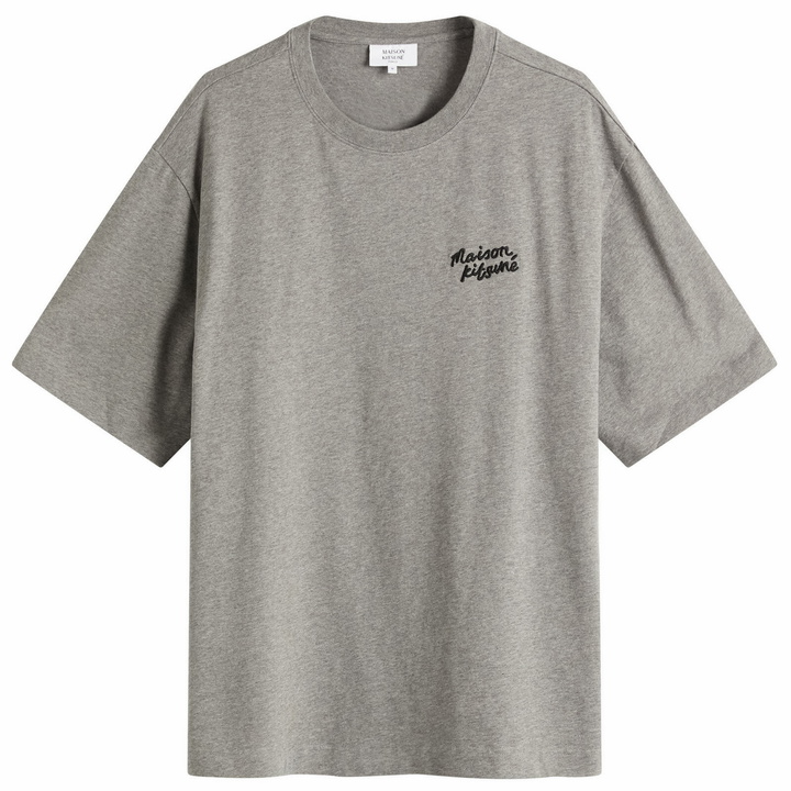 Photo: Maison Kitsuné Men's Handwriting Embroidery Oversize T-Shirt in Medium Grey Melange