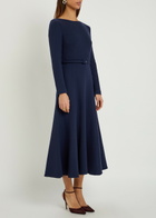 Roland Mouret Belted Wool Midi Dress Navy