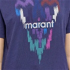 Isabel Marant Étoile Women's Zewel Ikat Logo Print T-Shirt in Indigo