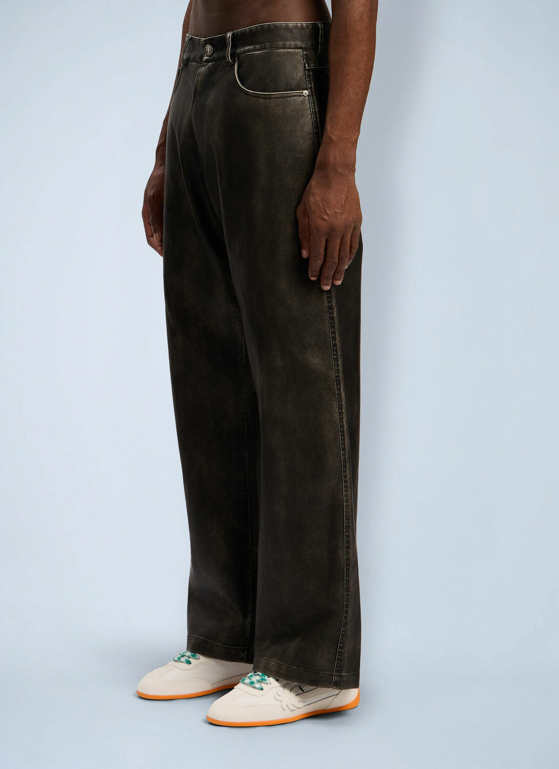 Palm Angels Curved Logo Coated Pants