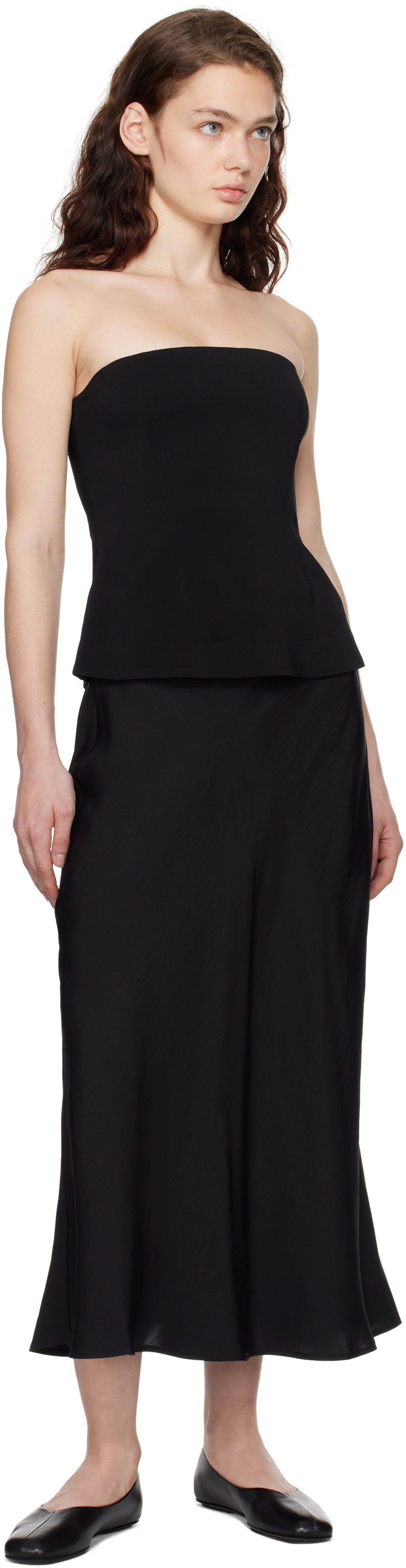 CO Black Slip Midi Skirt
