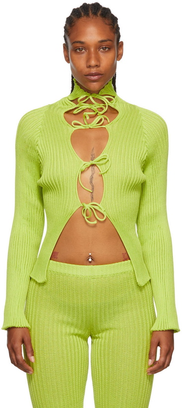 Photo: A. ROEGE HOVE Green Nylon & Cotton Cardigan
