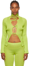 A. ROEGE HOVE Green Nylon & Cotton Cardigan