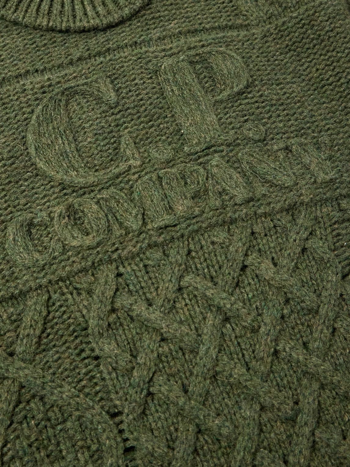 C.P. Company - Logo-Debossed Cable-Knit Wool Sweater - Green C.P.
