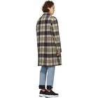 AMI Alexandre Mattiussi White and Black Tartan Car Coat