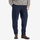 A.P.C. Men's Pieter Textured Cotton Pin Tuck Pleat Trousers in Dark Navy