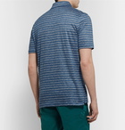 Rubinacci - Striped Slub-Linen Polo Shirt - Blue