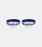 La DoubleJ Wildbird Blue set of 2 porcelain snack bowls