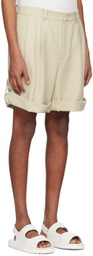 Recto Beige Pleated Shorts