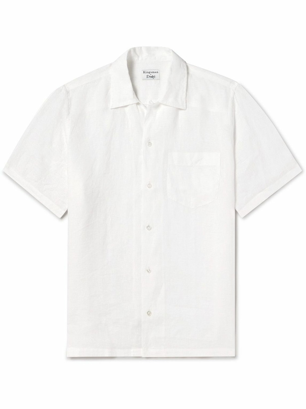 Photo: Kingsman - Drake's Convertible-Collar Linen Shirt - White
