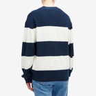 Tommy Jeans Men's Single Letter Texture Stripe Cardigan in Dark Night Navy/Ancient White