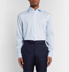 Brioni - Cutaway-Collar Striped Cotton-Poplin Shirt - Blue