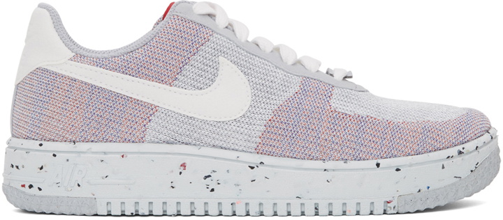 Photo: Nike Grey & Red Air Force 1 Crater Flyknit Sneakers