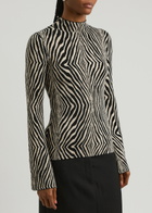 BY Malene Birger Bernie Zebra-intarsia Stretch-knit Jumper Brown
