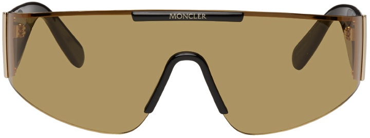 Photo: Moncler Black & Gold Shield Sunglasses