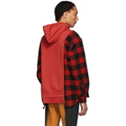 424 Red Wool Reworked Workshirt Hoodie