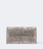 Aquazzura Envelope sequined metallic leather clutch