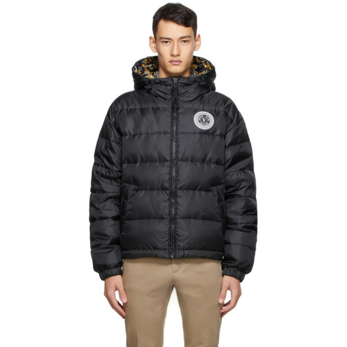 Photo: Versace Jeans Couture Reversible Black Down Baroque Puffer Jacket