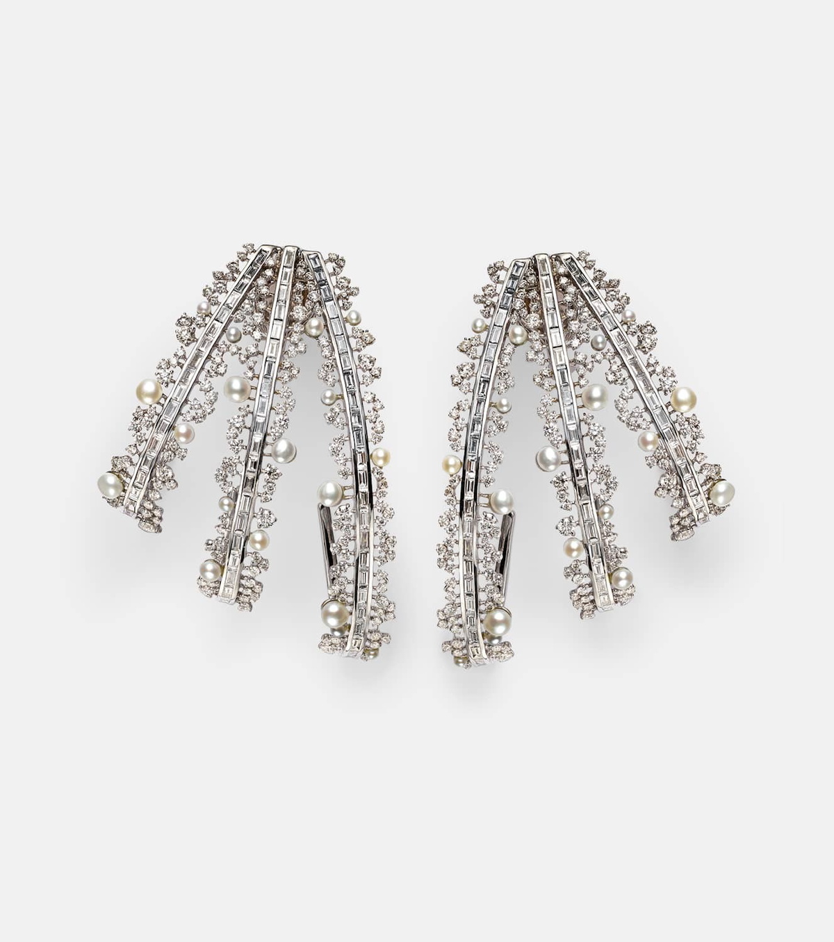 Ananya Scatter 18kt white gold hoop earrings with pearls and diamonds