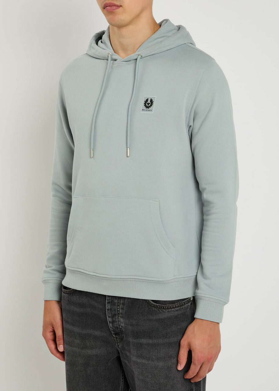 Belstaff Logo Hooded Cotton Sweatshirt Light Blue Belstaff