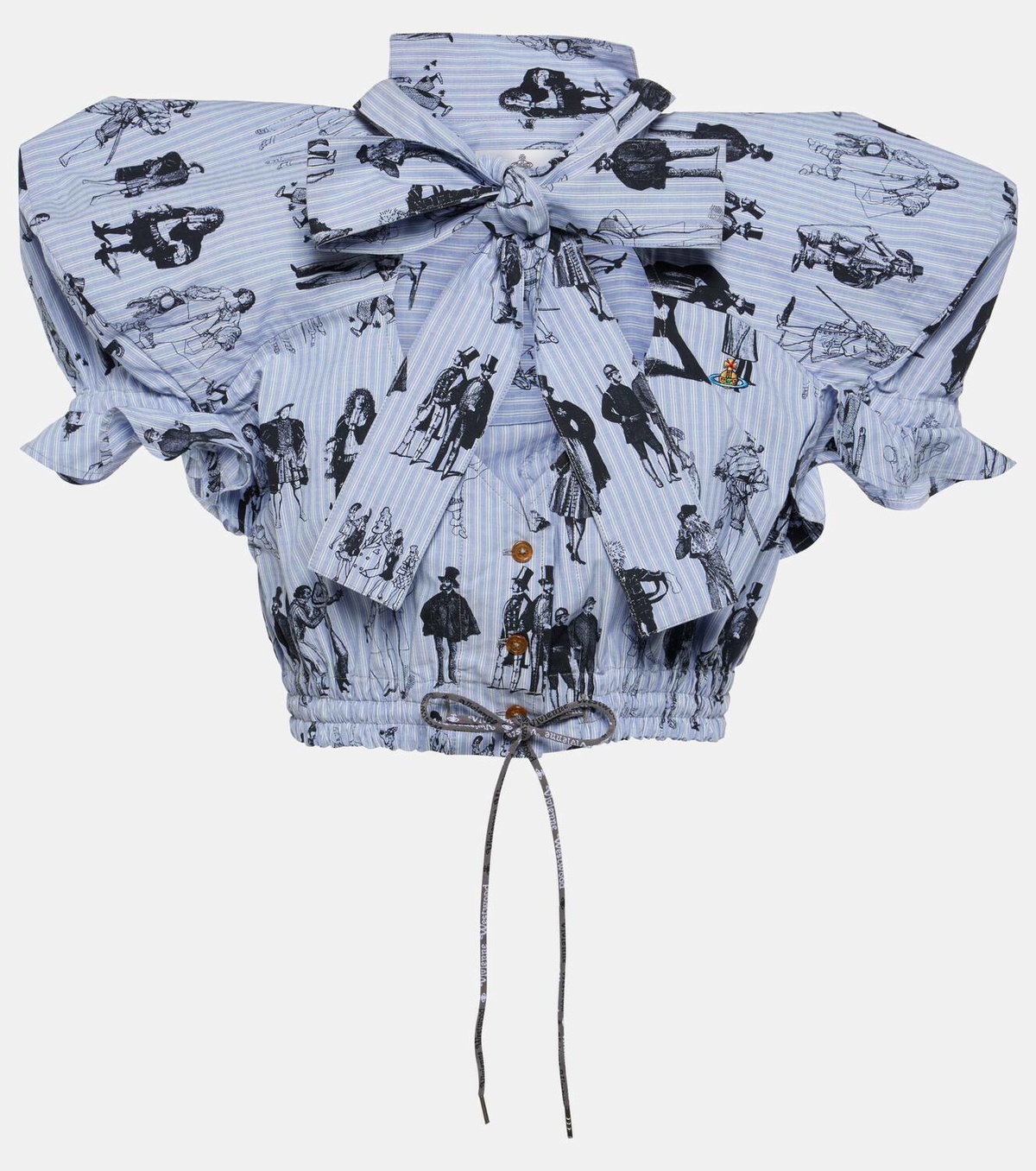 Vivienne Westwood Printed tie-neck cotton cropped top Vivienne